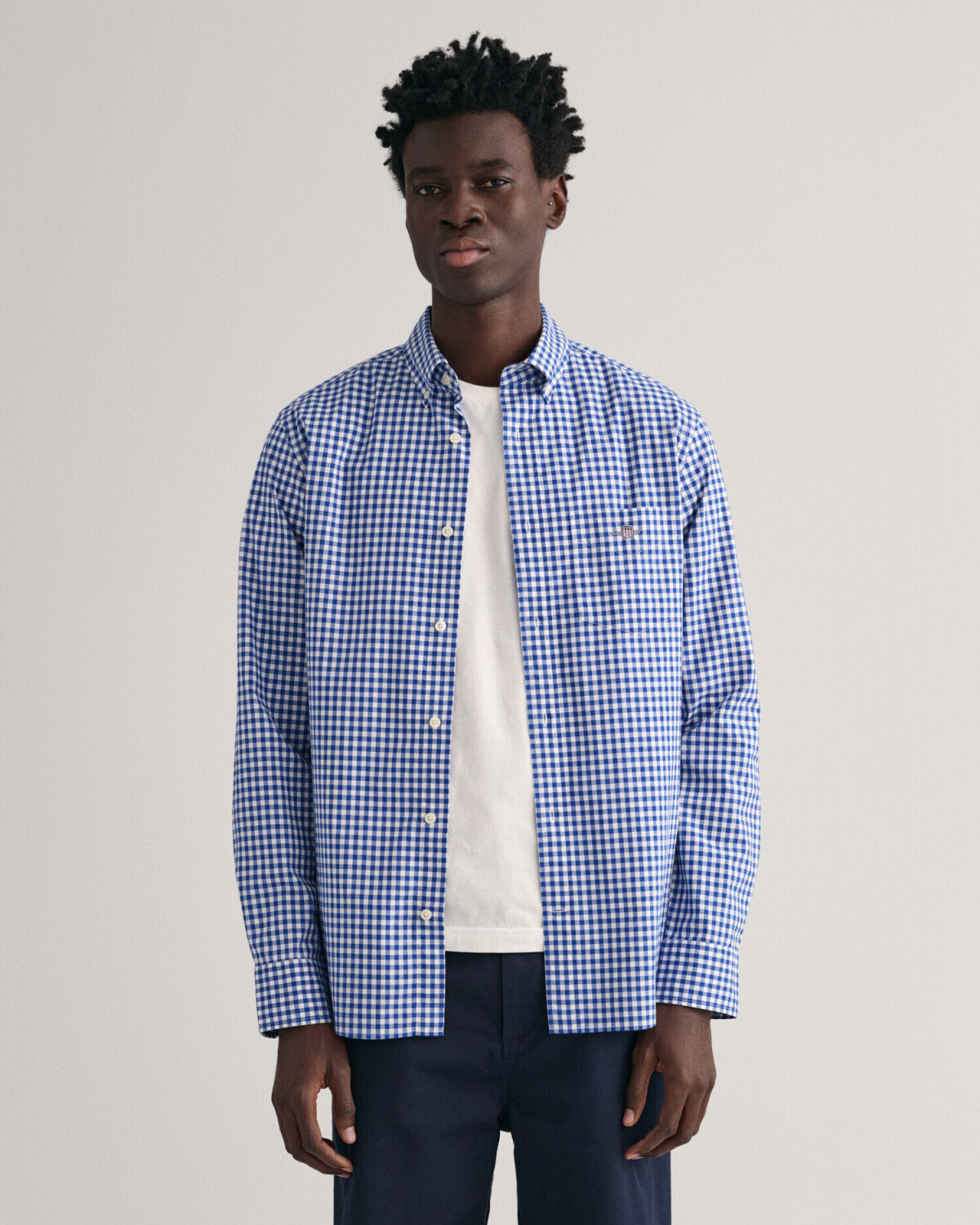 GANT Regular Fit Gingham Poplin Shirt (3000120) college blue
