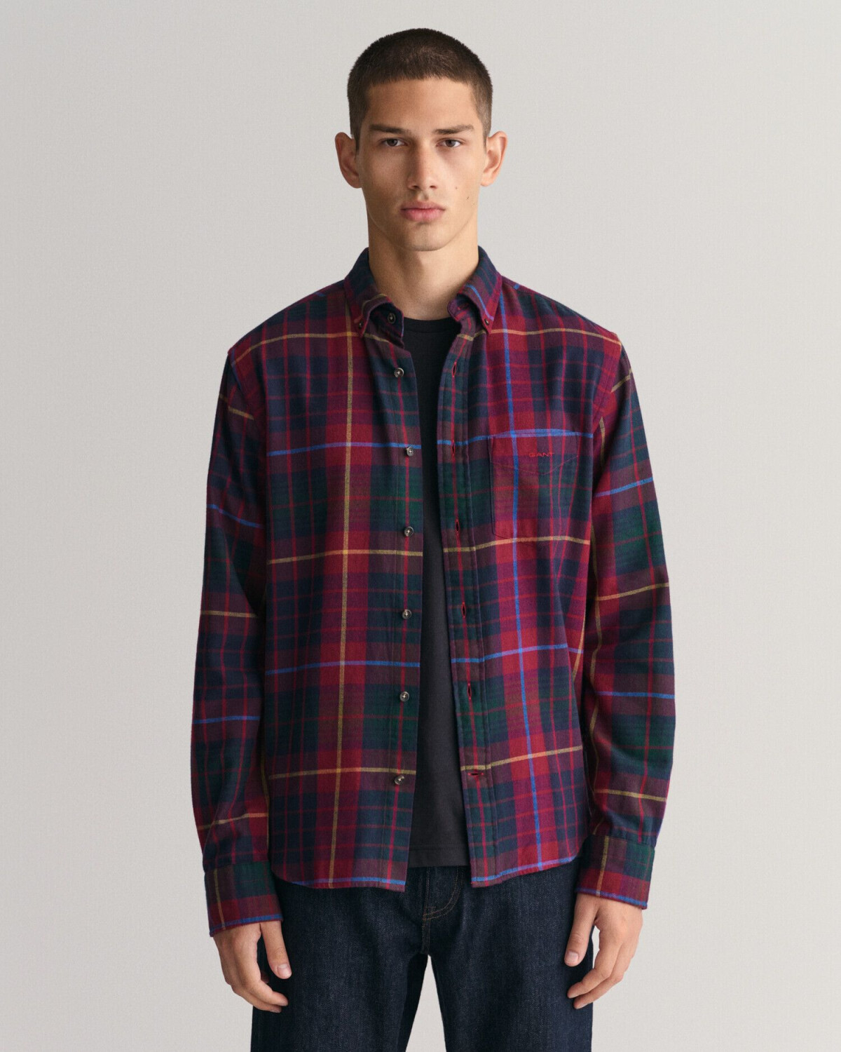 GANT Regular Fit Plaid Flannel Checked Shirt (3240004) plumped red