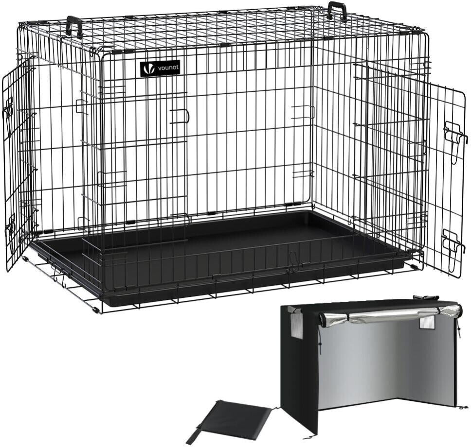 Vounot Cage pour chien pliable 2 portes XL 107 x 70 x 78 cm