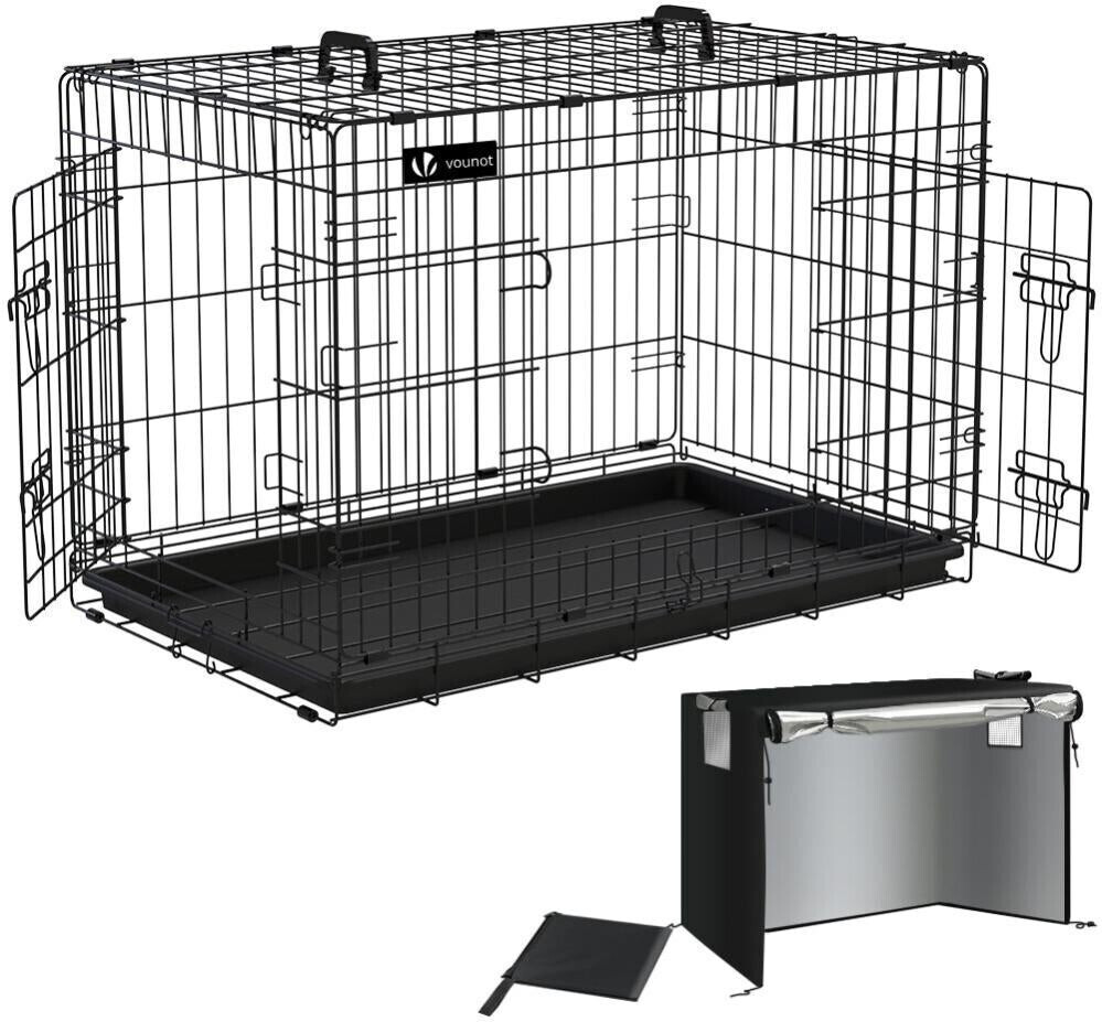 Vounot Cage pour chien pliable 2 portes L 92 x 58 x 64 cm