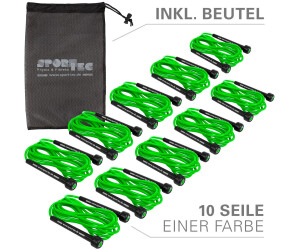 Sport-Tec Springseil Speed Rope-Set, verstellbar, 300 cm, 10 Stück, inkl. Aufbewahrungsbeutel, Grün
