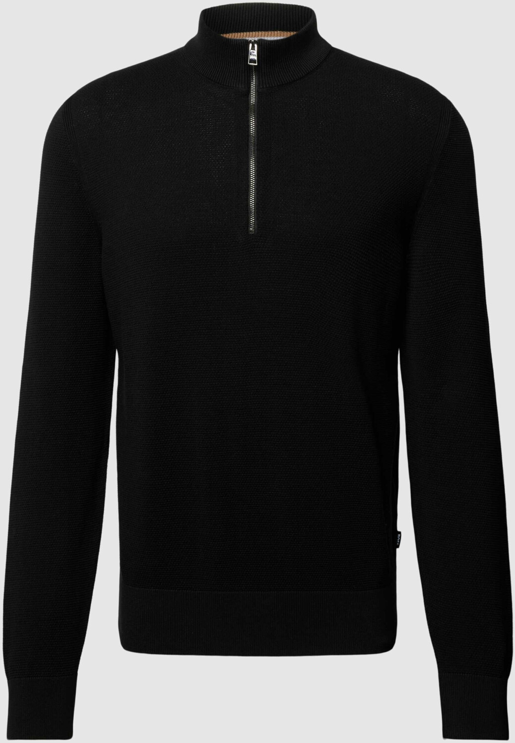 Hugo Boss Jumper in finely textured cotton with troyer collar (50505997) black