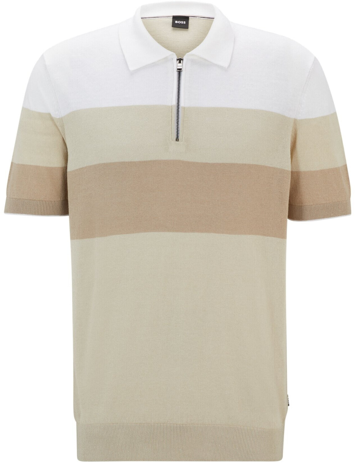 Hugo Boss Linen-blend polo jumper with zip at the collar (50511750) white