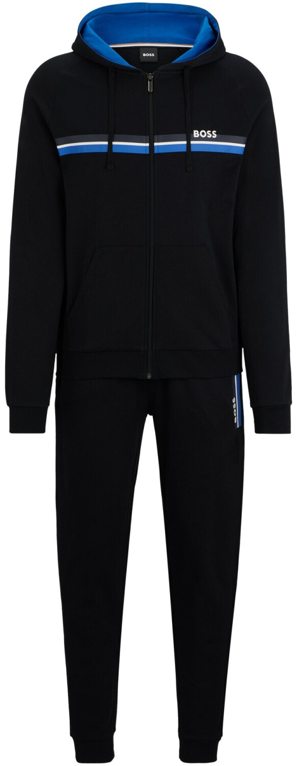 Hugo Boss Cotton terry hooded jacket with stripes and logo (50515138) black