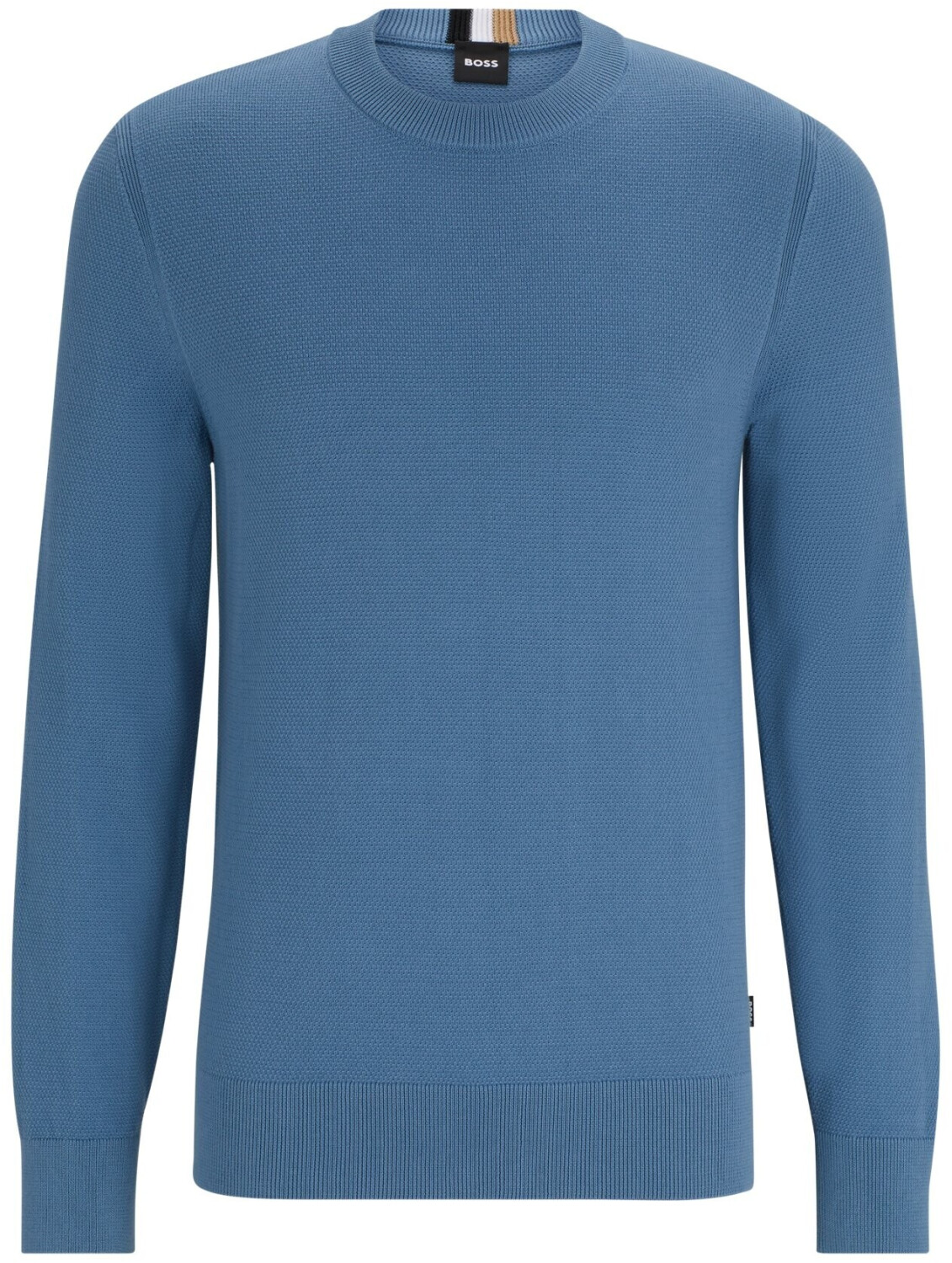 Hugo Boss Finely structured cotton jumper with round neckline (50506022) blue