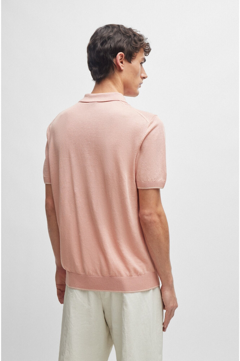 Buy Hugo Boss Linen blend polo jumper with zip at the collar 50511750 pink from 124.49 Today Best Deals on idealo