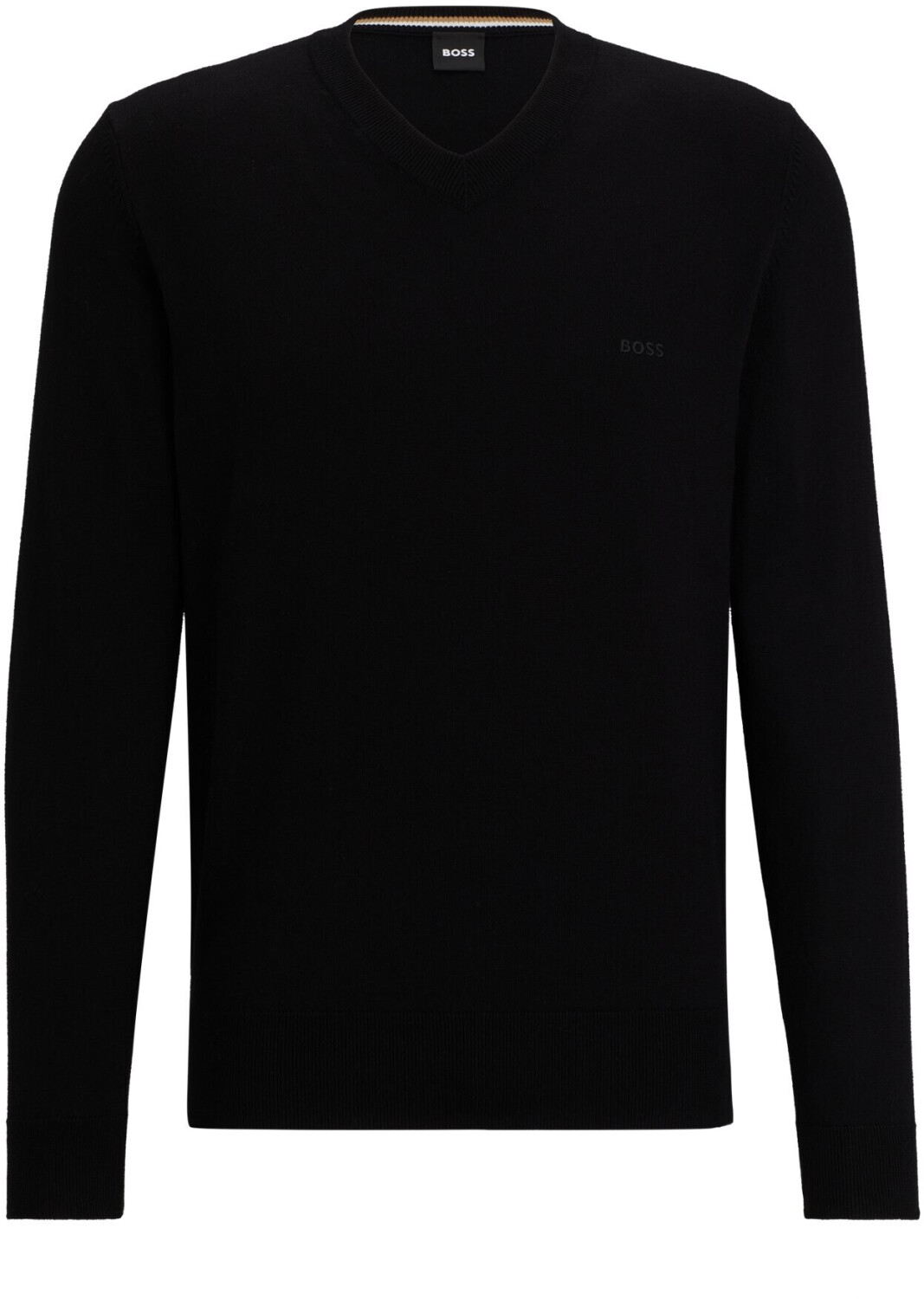 Hugo Boss Cotton jumper with V-neck and logo embroidery (50506042) black