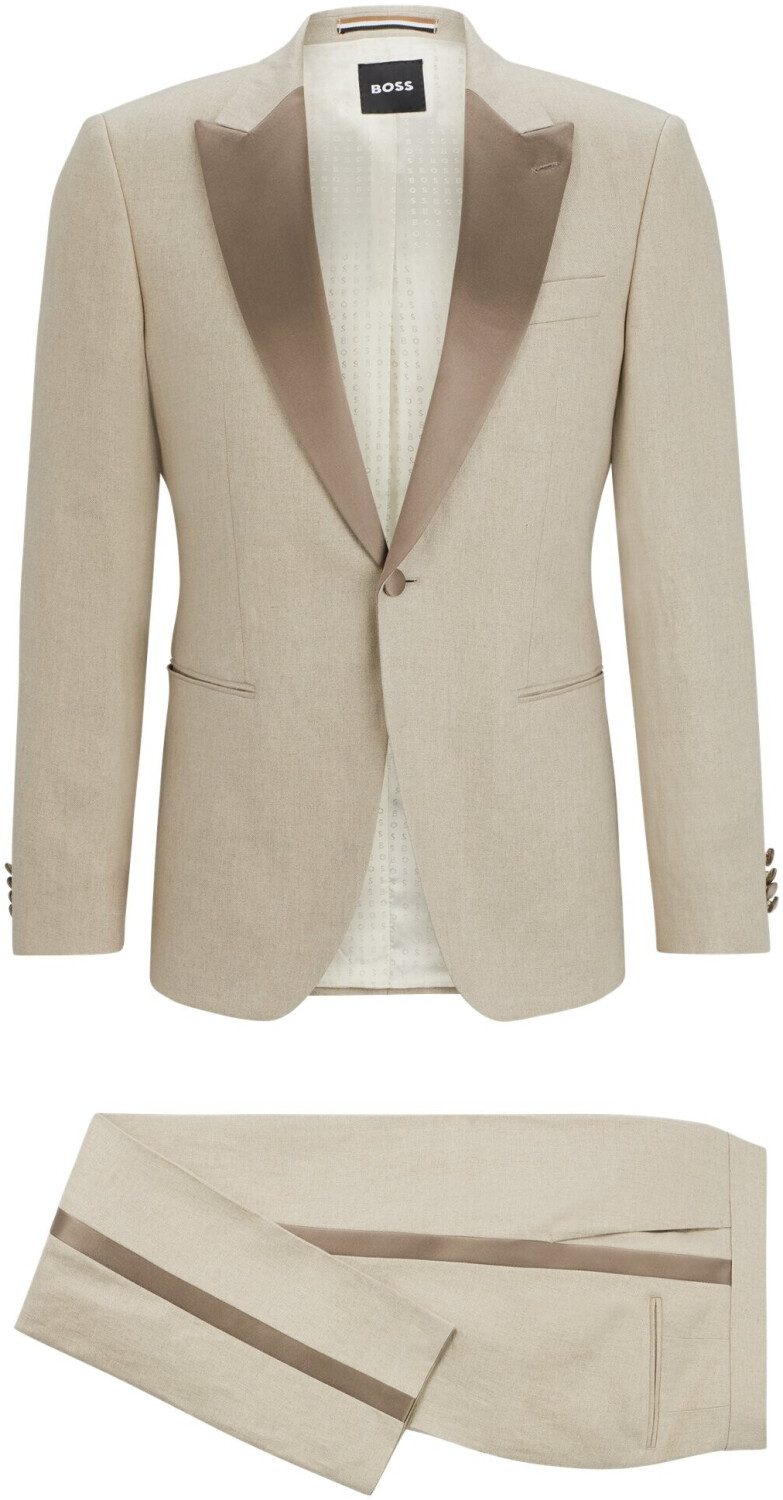 Hugo Boss Finely patterned slim-fit tuxedo made of linen H-Huge-2Pcs-Tux-242 50514661 beige