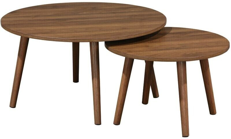 sweeek Nepal set of 2 round coffee tables with walnut decor