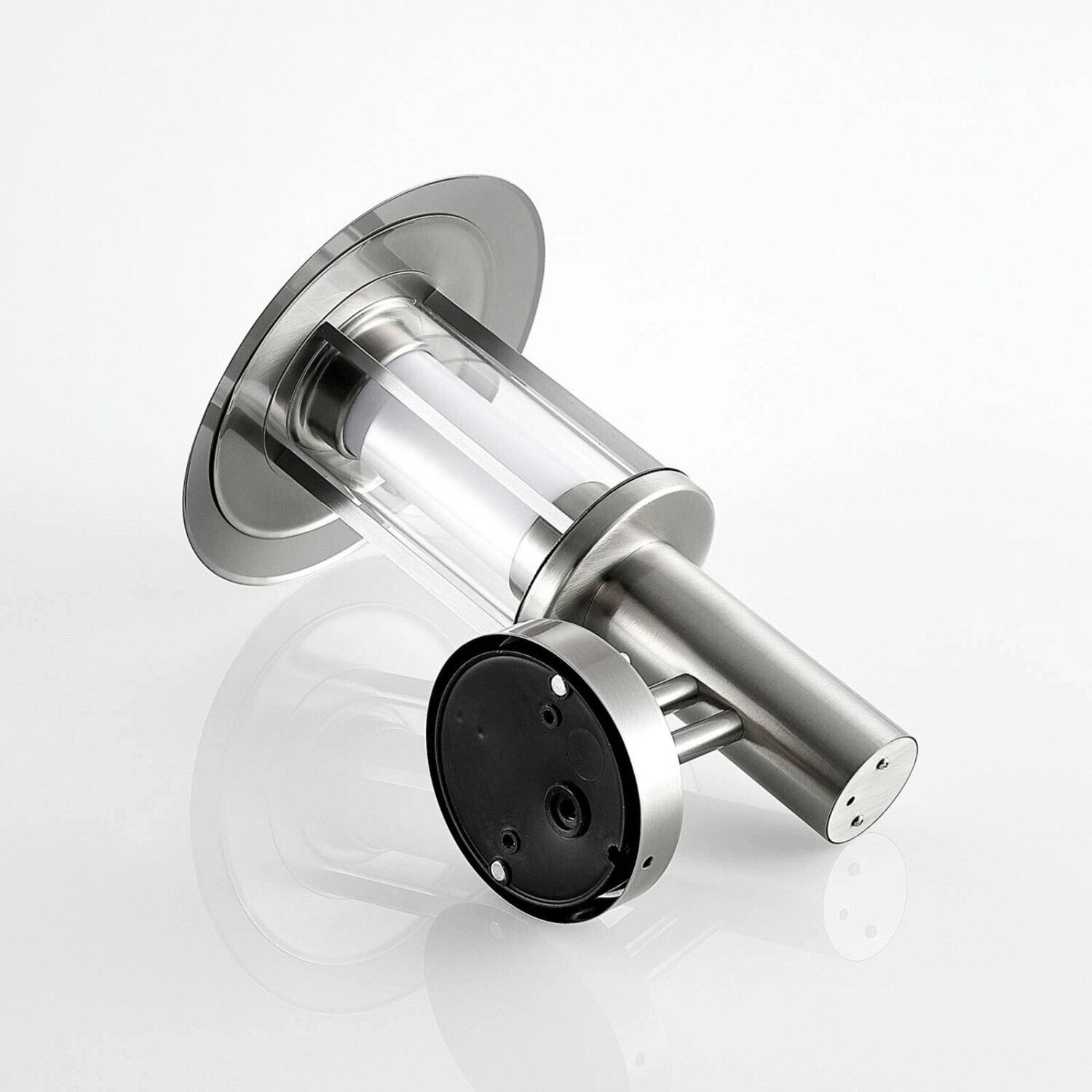 Lindby Gregory LED outdoor wall lamp, stainless steel, with sensor