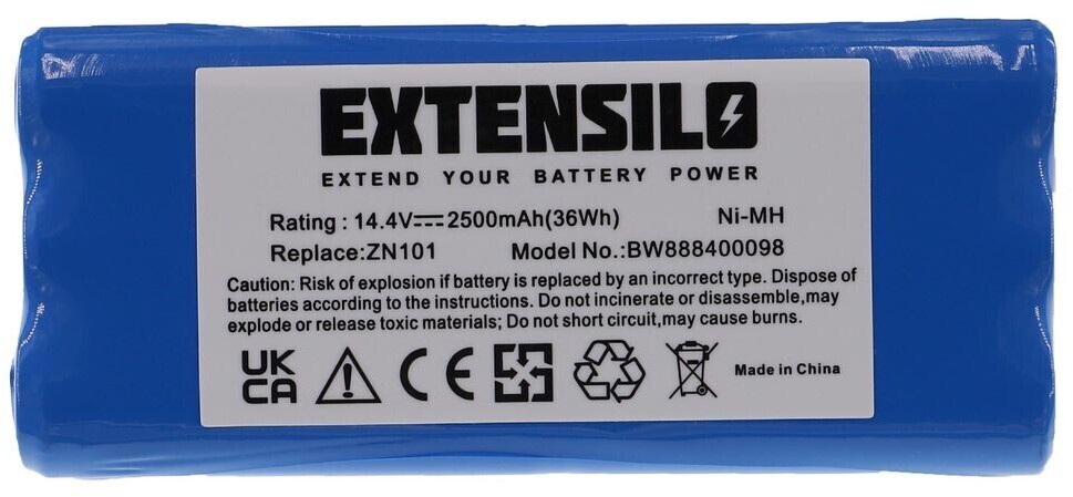 EXTENSILO Battery compatible with Dirt Devil Puck M610-1, Puck M610, M610, M612, M612 Spider, M607 Spider, M611, M613 vacuum cleaner (2500 mAh, 14.4 V, NiMH)