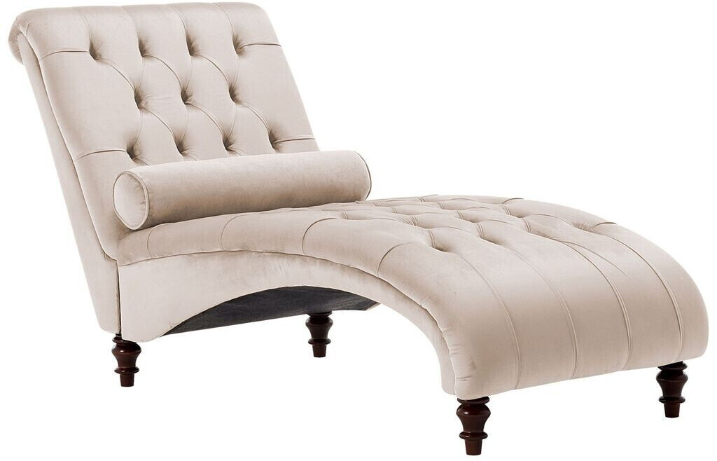 Beliani Chaise longue universal velvet fabric wooden feet with decorative cushions beige