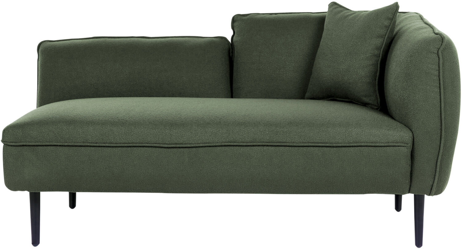 Beliani Chaise longue Bouclé right side with cushion metal dark green