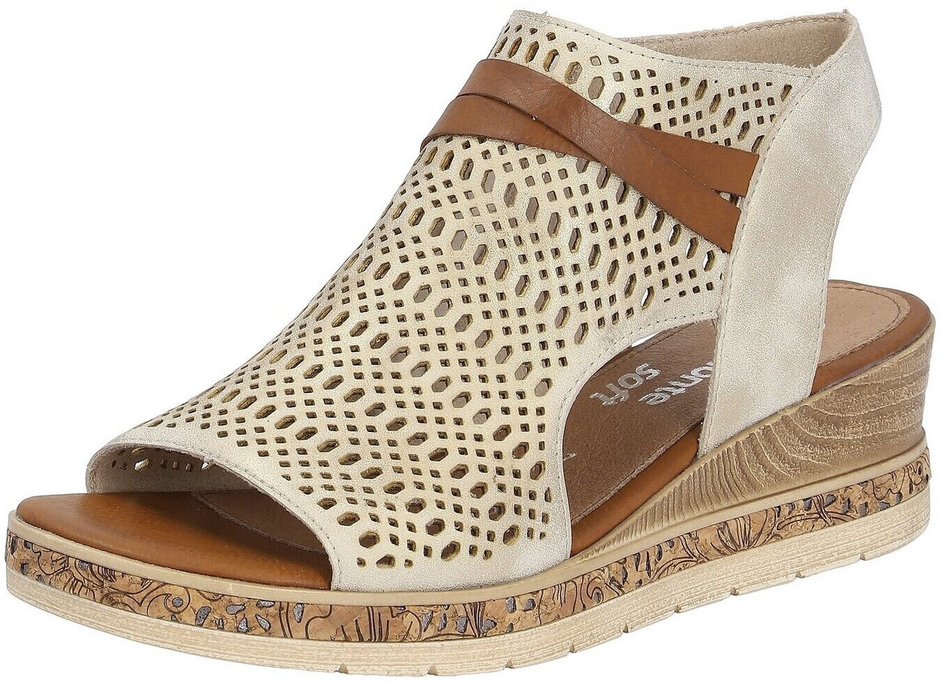Remonte Dorndorf Sandalette with modern perforated pattern beige brown