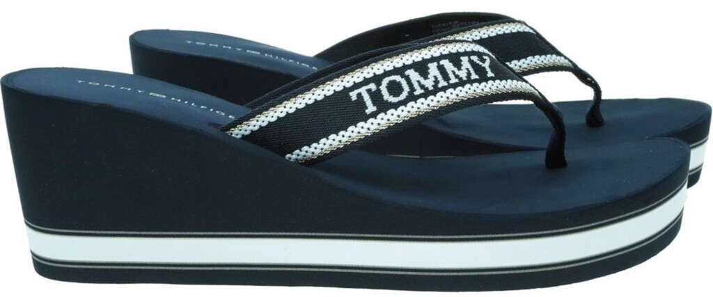 Tommy Hilfiger HILFIGER WEDGE BEACH SANDAL Dianette with fashionable wedge heel blue