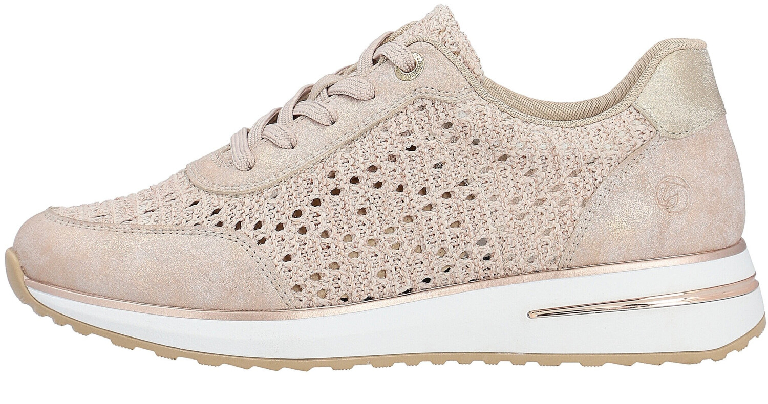 Remonte Dorndorf Wedge Sneakers with summery perforated pattern light beige golden