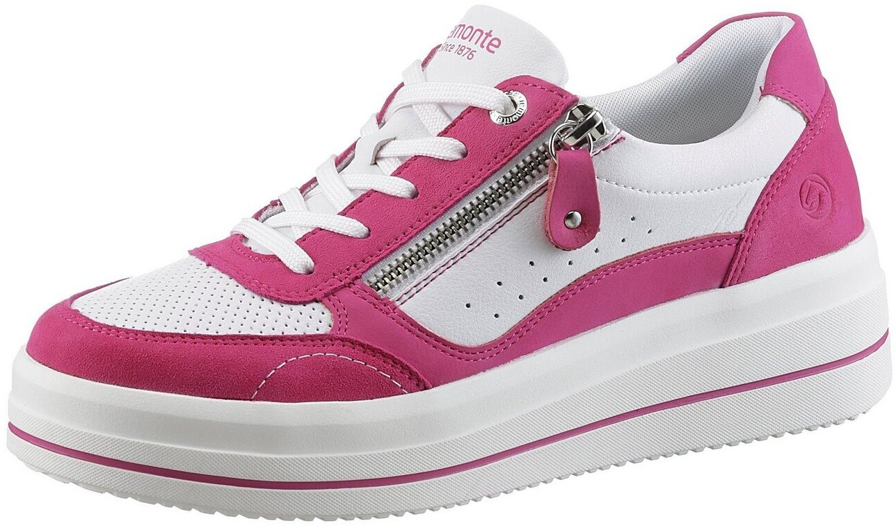 Remonte Dorndorf Platform Sneaker with Side Zipper white fuchsia