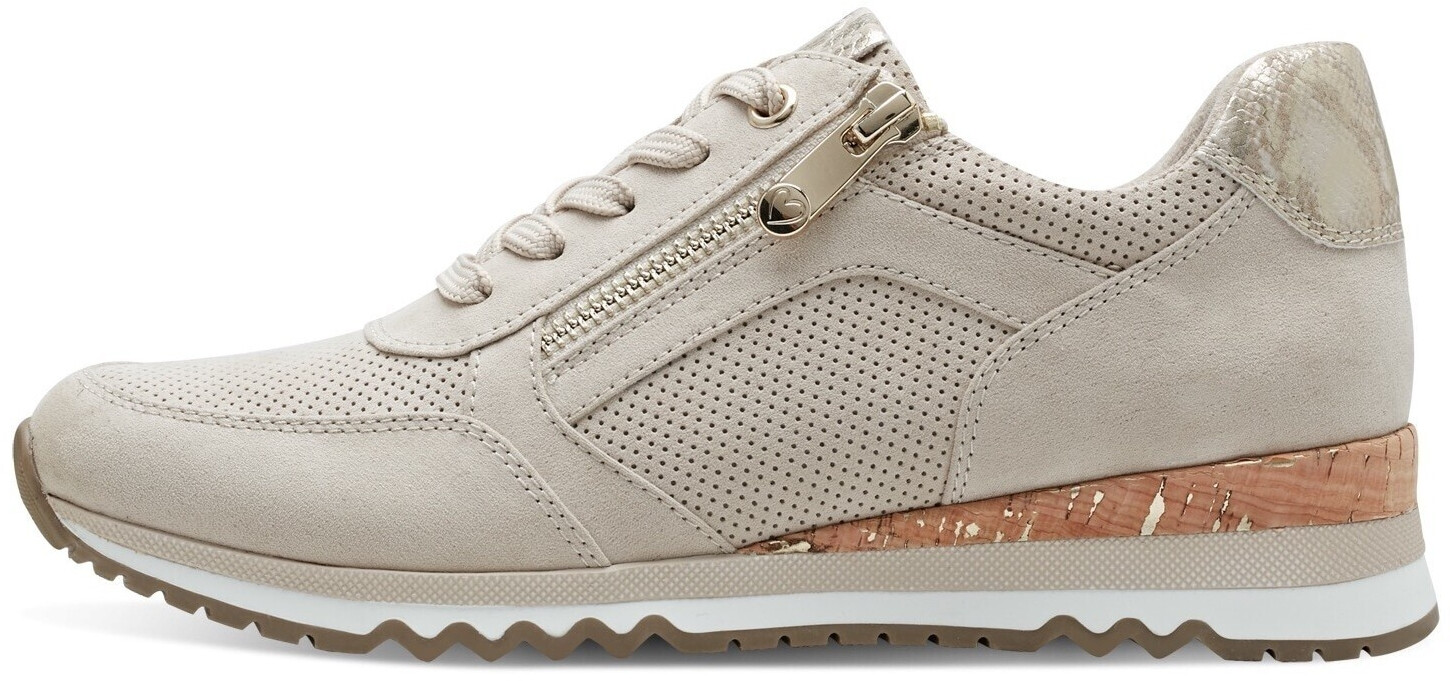Marco Tozzi Lace-up shoe cork-look sneaker zipper 2-23781-41 beige
