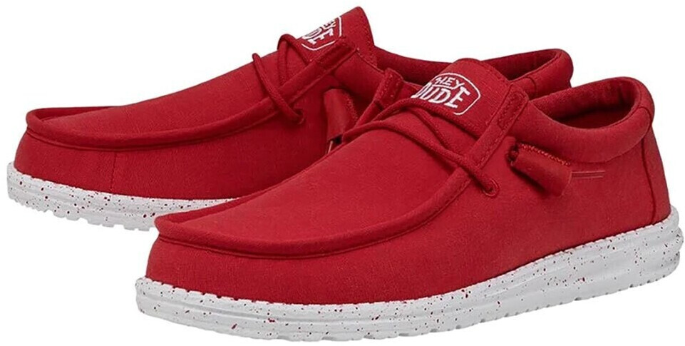 Dude Wally Slub Canvas Shoes red