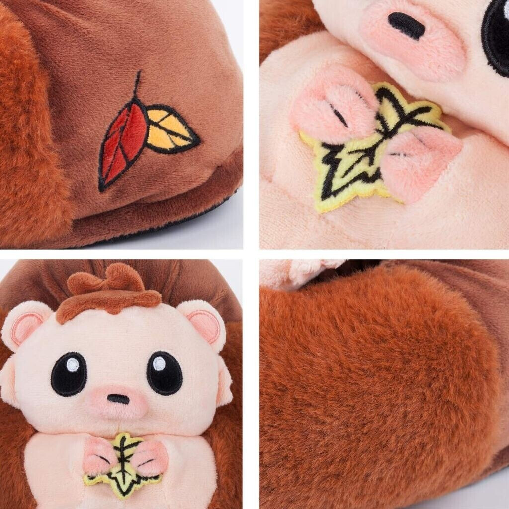 Corimori Poki the Hedgehog Plush Slippers brown