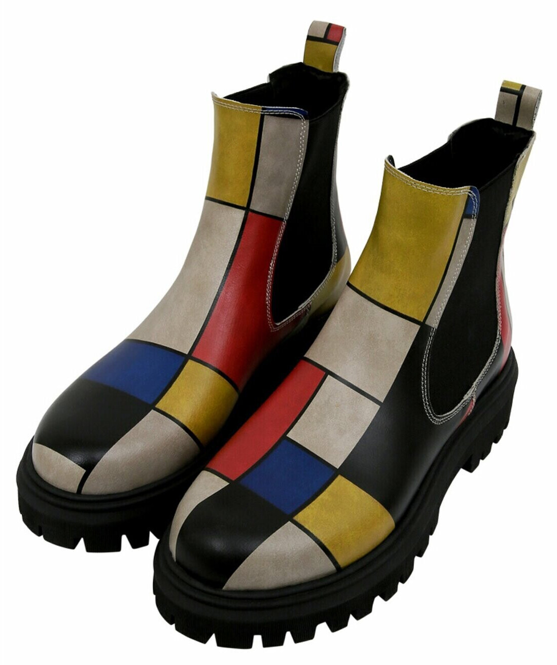 DOGO Piet Mondrian Composition Chelseaboots Vegan colorful