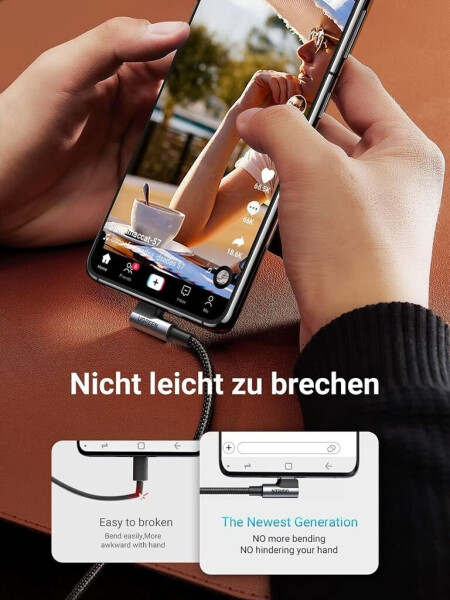 Ugreen 50942 Gewinkeltes USB-C zu USB-A Data Kabel 2m, schwarz, Bild 21