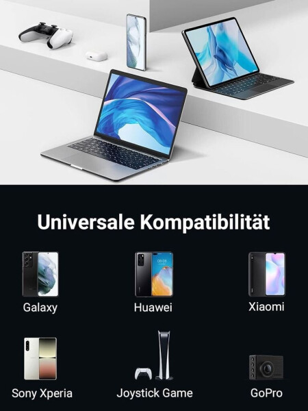 Ugreen 50942 Gewinkeltes USB-C zu USB-A Data Kabel 2m, schwarz, Bild 23