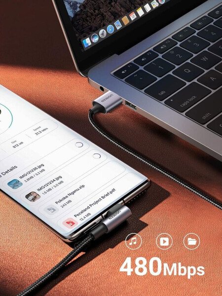 Ugreen 50942 Gewinkeltes USB-C zu USB-A Data Kabel 2m, schwarz, Bild 26