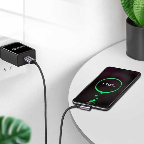 Ugreen 50942 Gewinkeltes USB-C zu USB-A Data Kabel 2m, schwarz, Bild 4