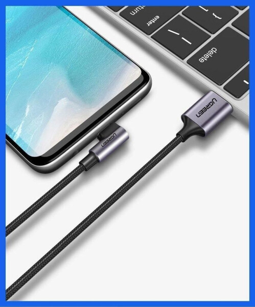 Ugreen 50942 Gewinkeltes USB-C zu USB-A Data Kabel 2m, schwarz, Bild 5