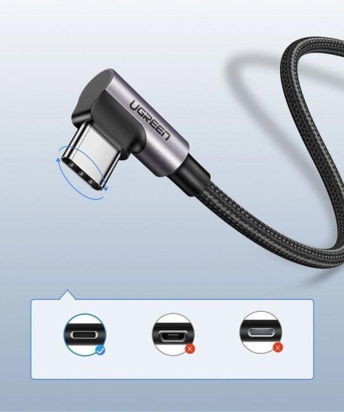 Ugreen 50942 Gewinkeltes USB-C zu USB-A Data Kabel 2m, schwarz, Bild 6