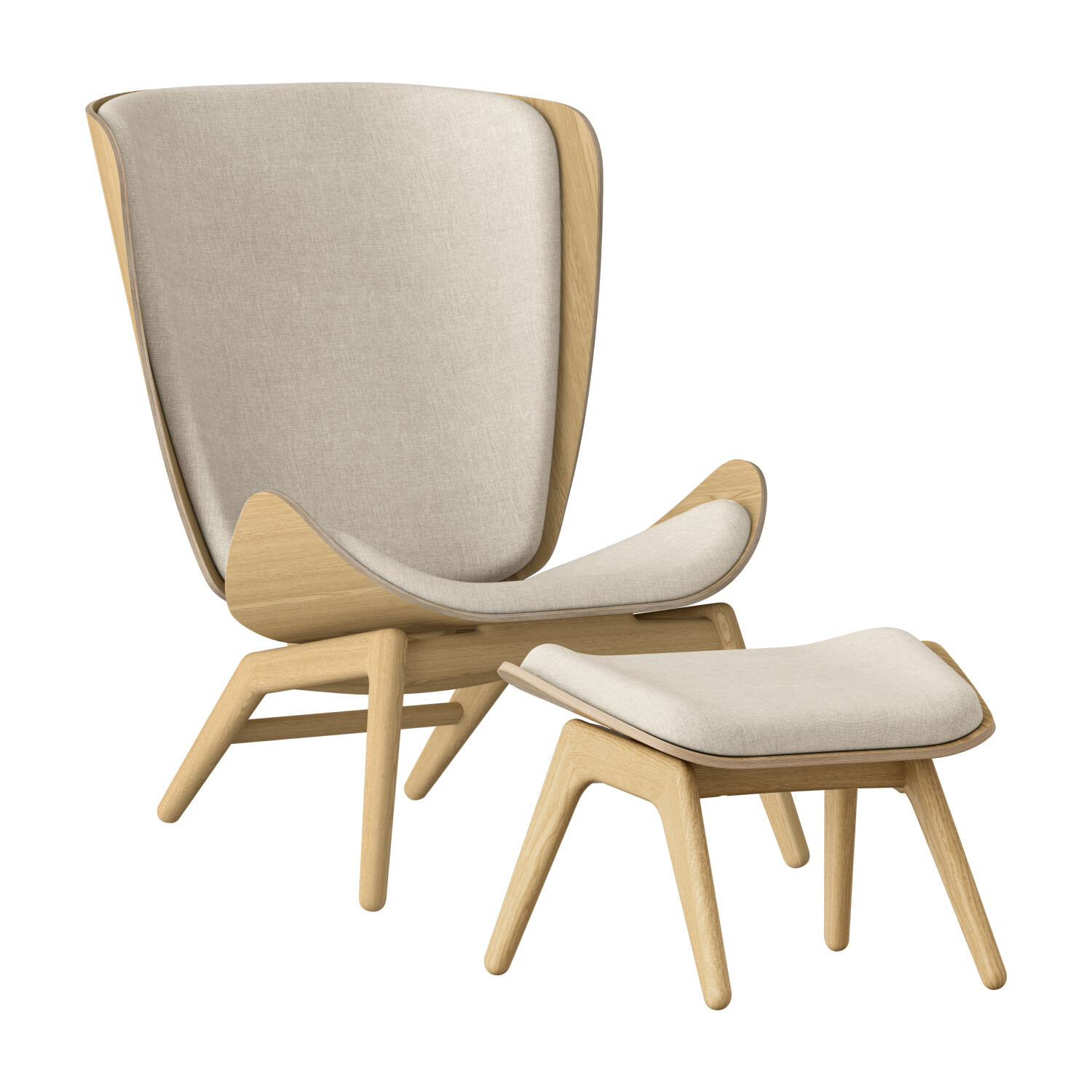 UMAGE The Reader armchair + ottoman white fabric 78x105x91 cm white sands (903)