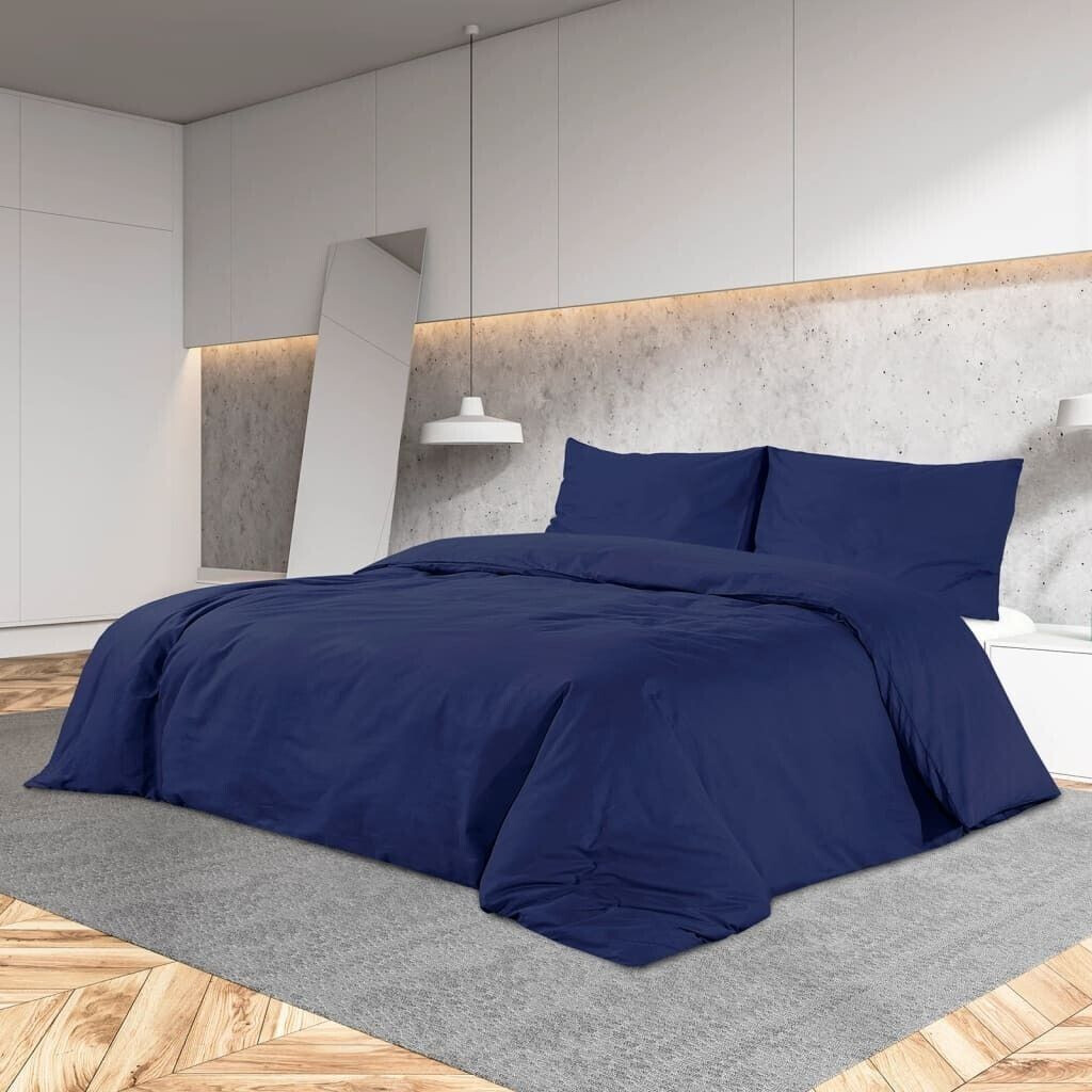 vidaXL Bedding set navy blue 260x240 cm Lightweight microfiber