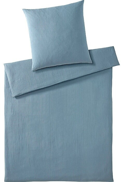 Elegante Musselin Bettwäsche Casual Smooth blau 155x220 cm (80x80 cm