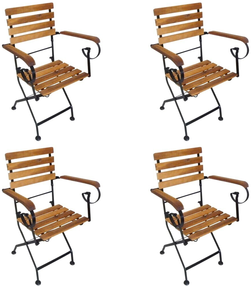 vidaXL Klappbare Gartenstühle 4 Stk. Stahl/Massivholz Akazie (316834