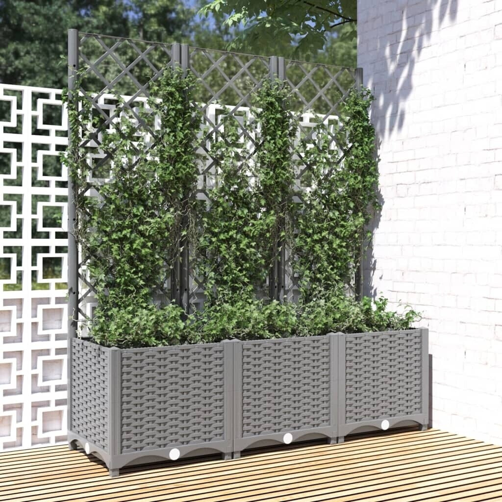 vidaXL Jardinière avec treillis 120 x 40 x 136 cm gris clair