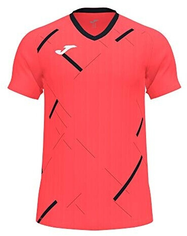 T-shirt Joma Tiger III – Manches Raglan, Col V, Fluor Rose Et Noir, Technologie Micro-Mesh Aux Aisselles – Respirant Et Léger Pour Le Sport Au Quotidien