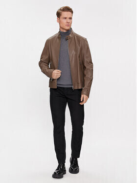 Hugo Boss Regular-Fit Jacket in Grained Leather (50506353) brown
