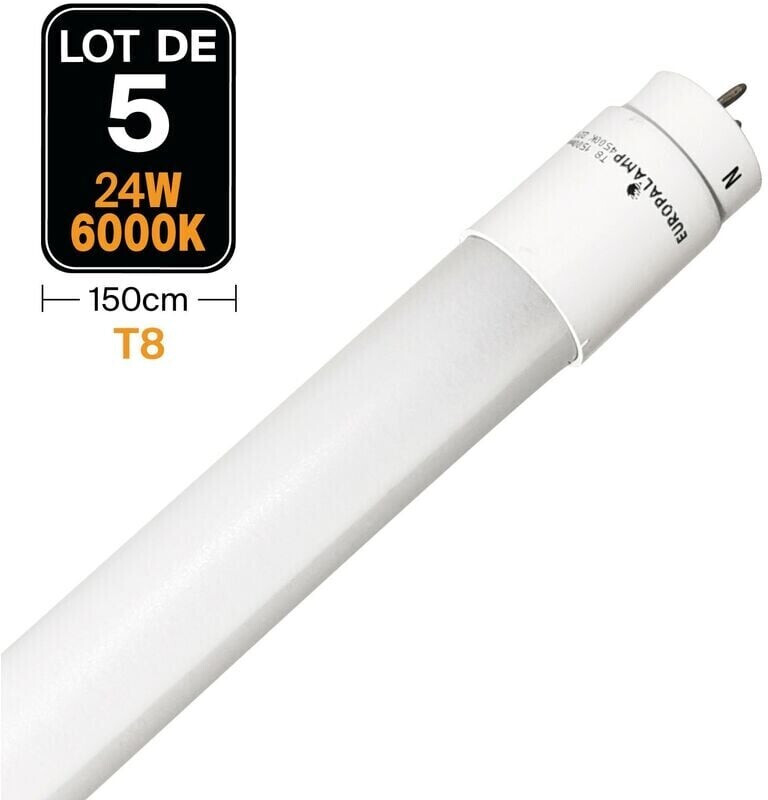 Europalamp 5 tubes neon led 25W 150cm T8 Blanc Froid 6000k Gamme Pro