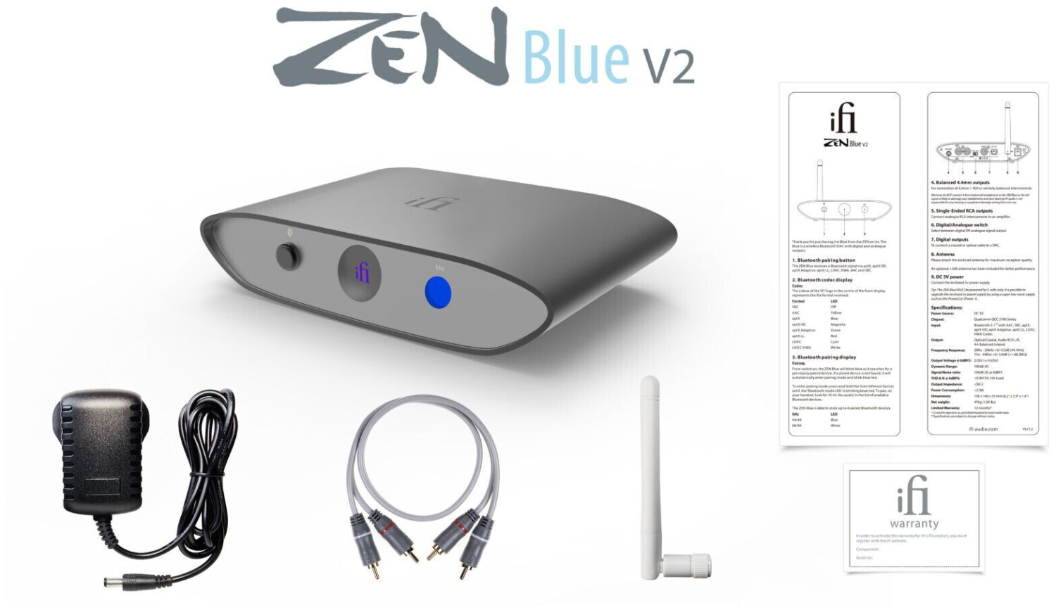 iFi Zen Blue V2 - HiFi Bluetooth 5.0 Receiver Desktop DAC for ...