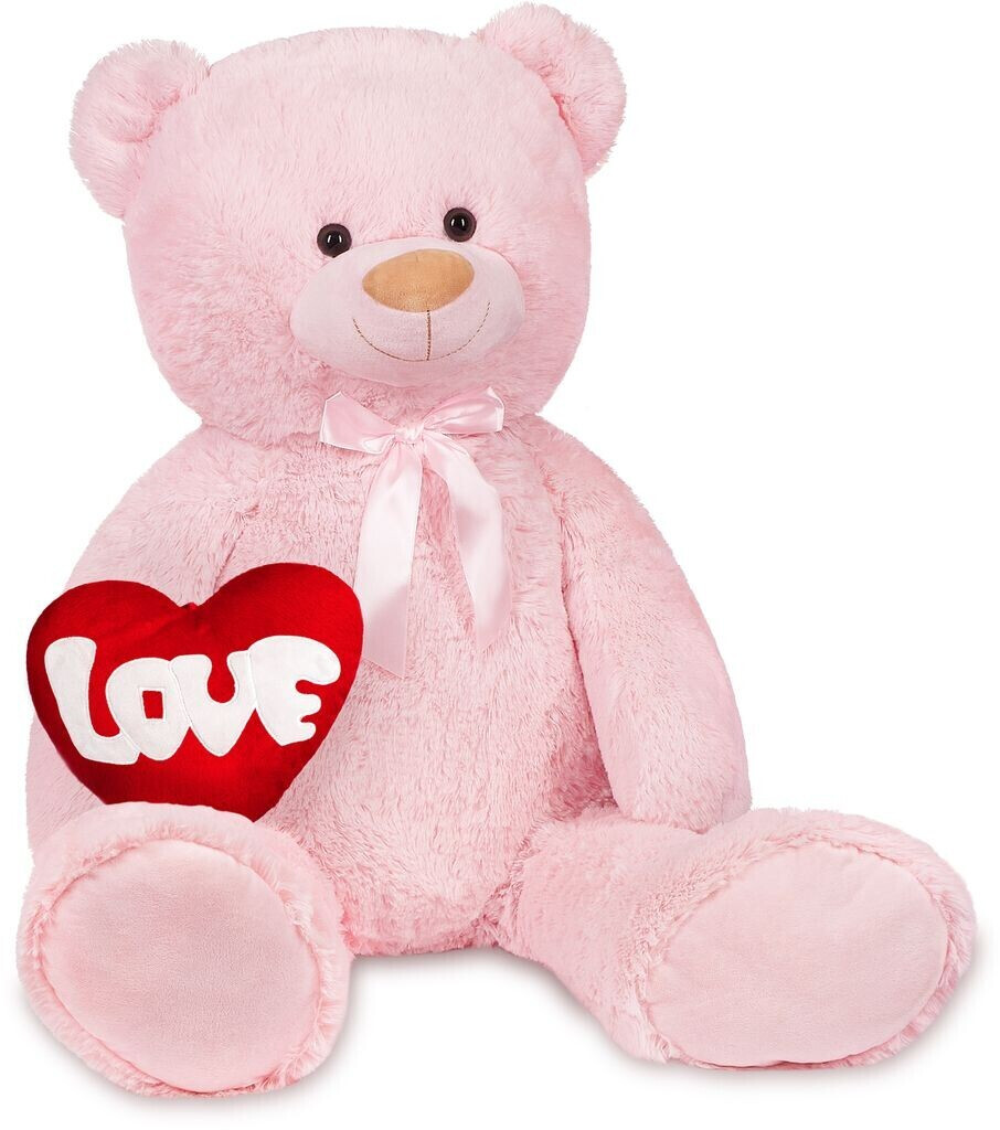 Brubaker XXL teddy bear 100 cm with heart and bow Love pink