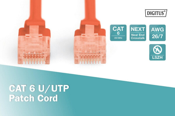 Digitus CAT 6 U/UTP Patchkabel 0,25m rot, Bild 3