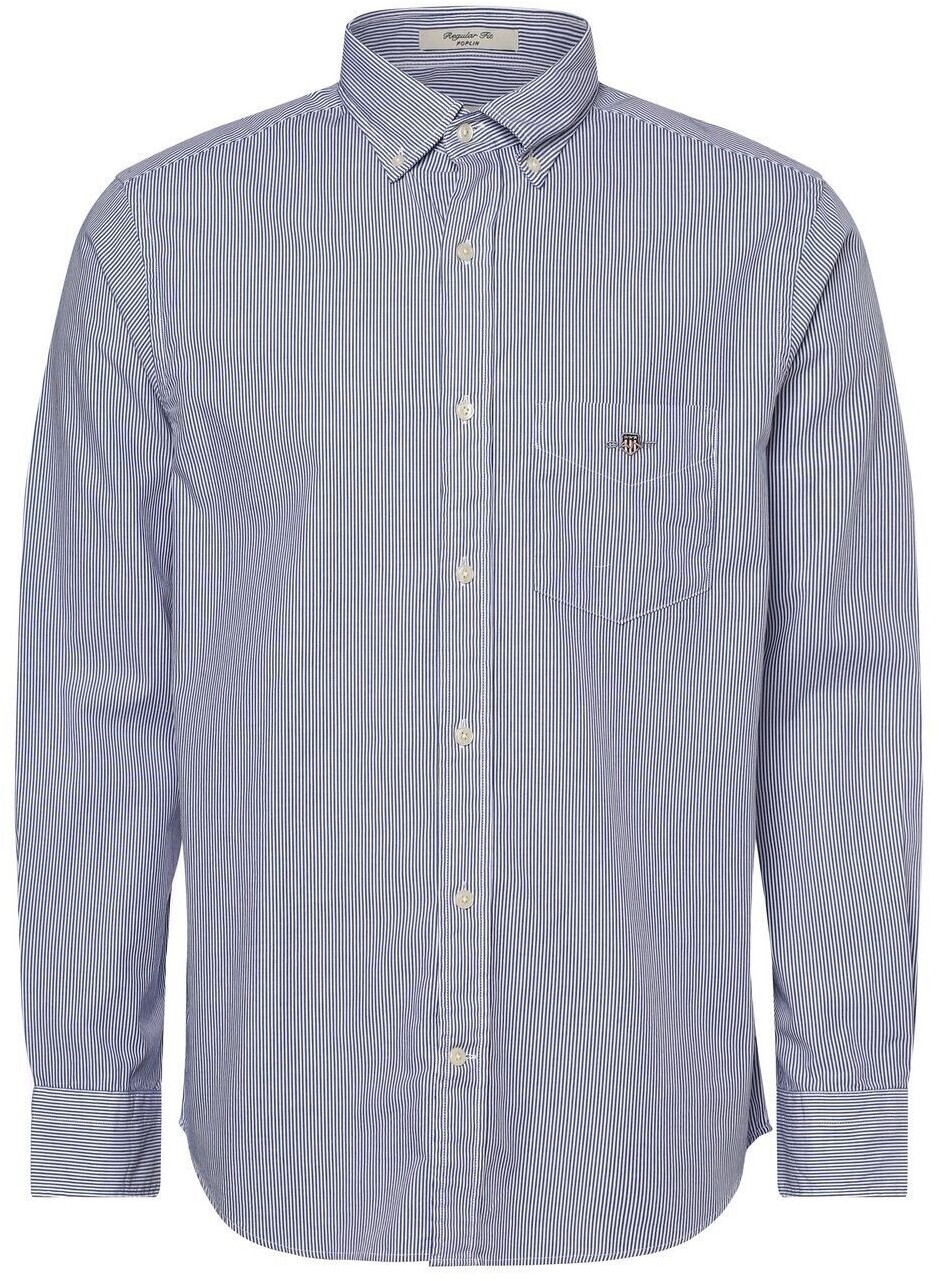 GANT Regular Fit Banker Stripe Poplin Shirt (3000140) college blue