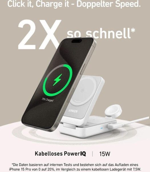 Anker MagGo faltbare 3in1 Kabellose Ladestation Weiß, Bild 3