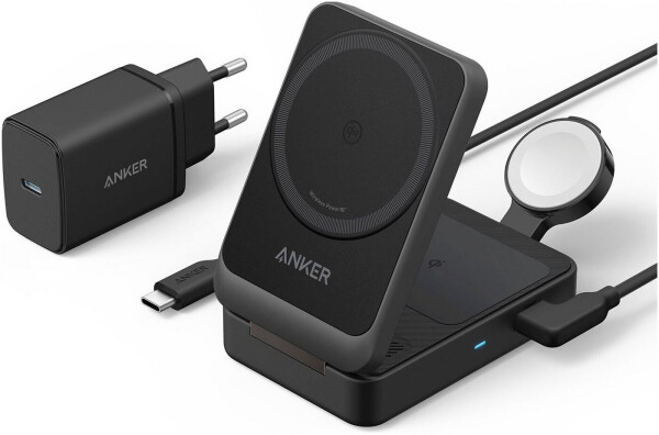 Anker MagGo faltbare 3in1 Kabellose Ladestation Schwarz