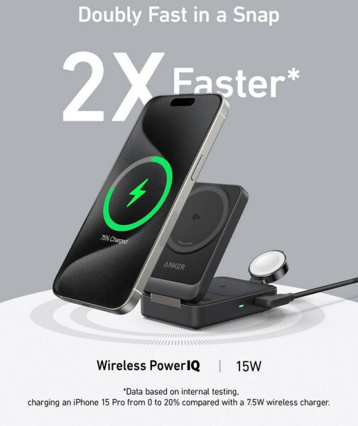 Anker MagGo faltbare 3in1 Kabellose Ladestation Schwarz, Bild 7