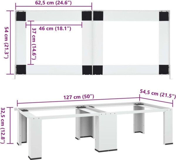 vidaXL Doppel-Untergestell für Waschmaschine und Trockner Weiß 554555, Bild 12