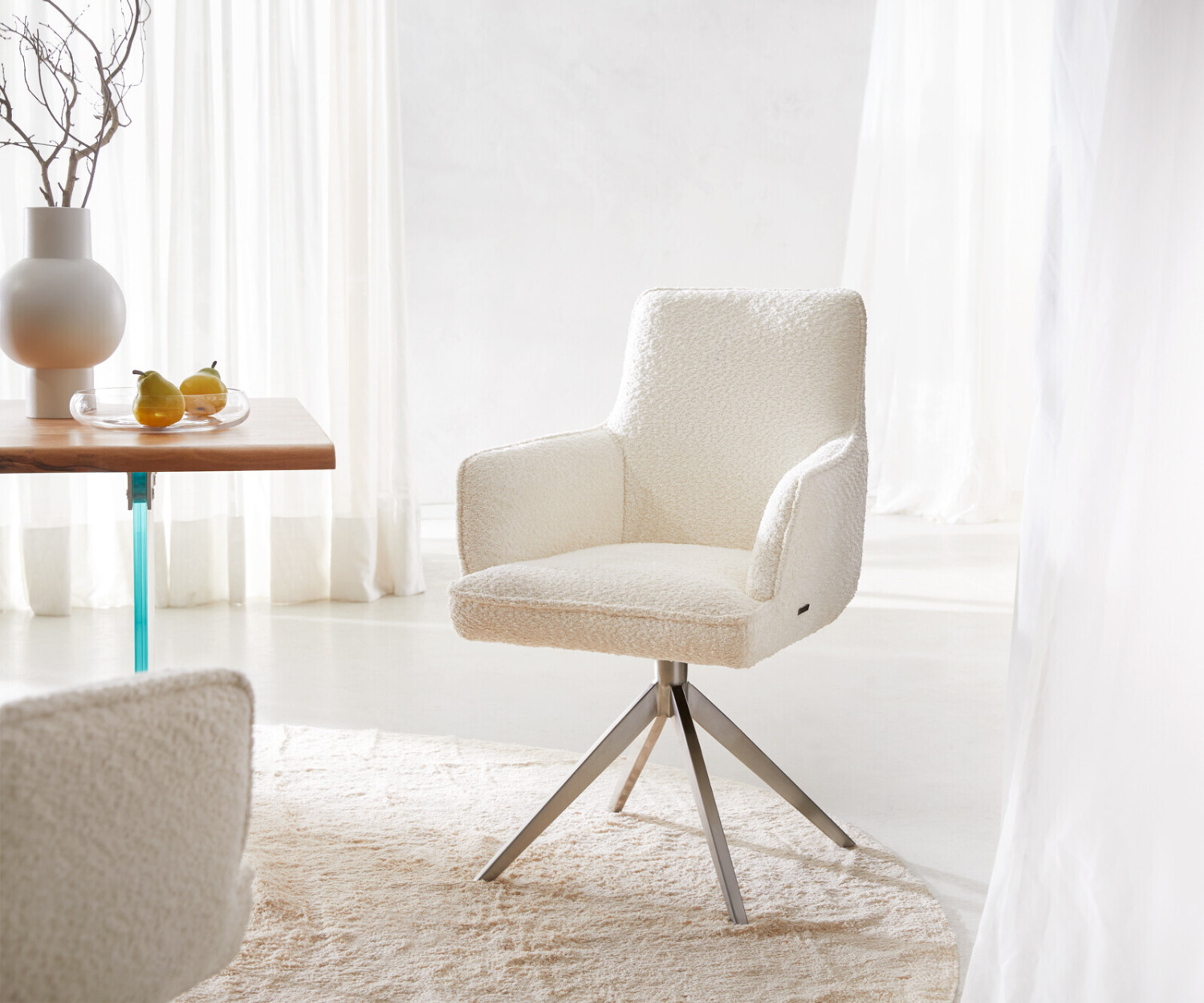 DeLife Swivel chair Heira-Flex with armrests Bouclé 63x94x64 cm