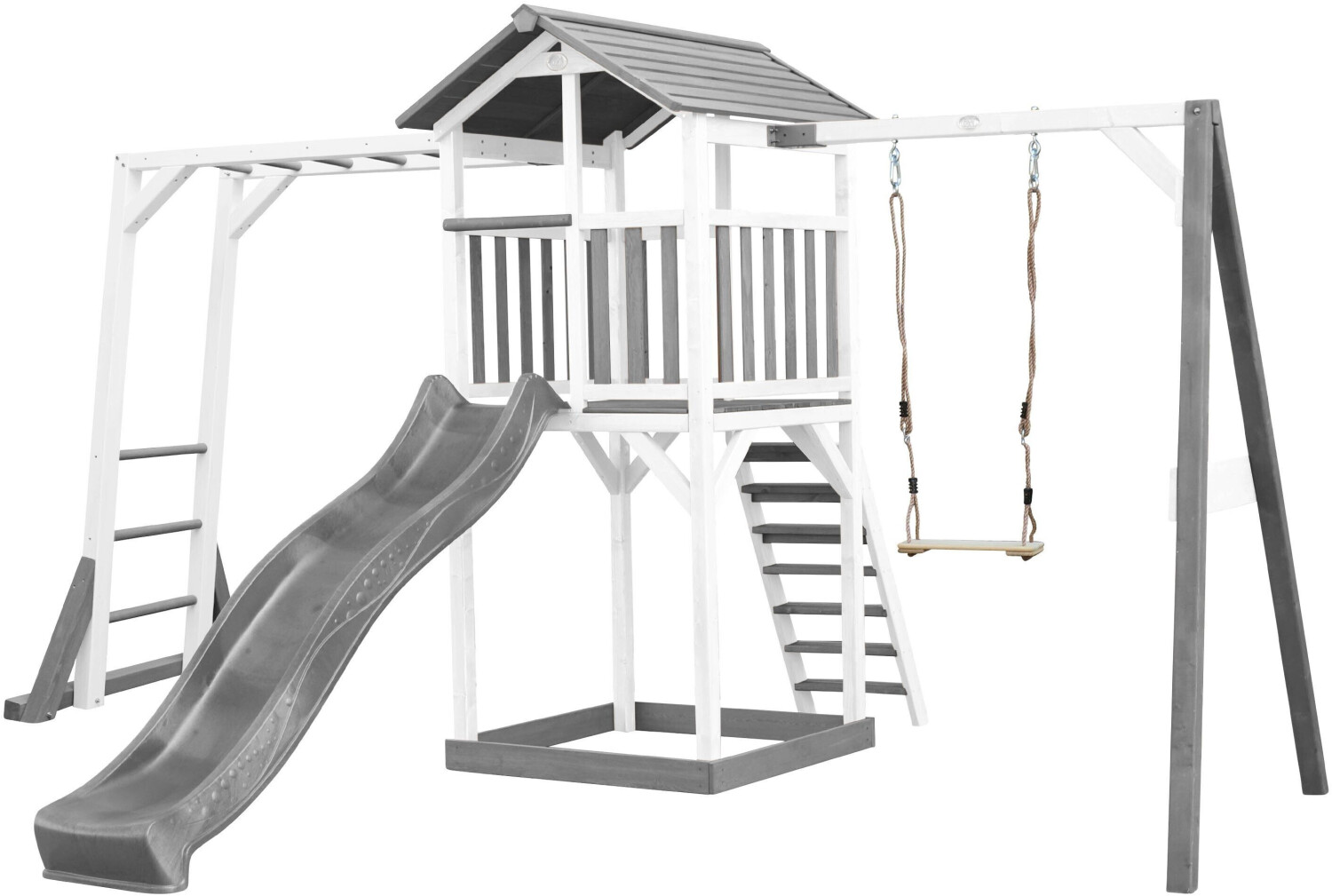 AXI Beach Tower white/grey with climbing frame, single swing, slide