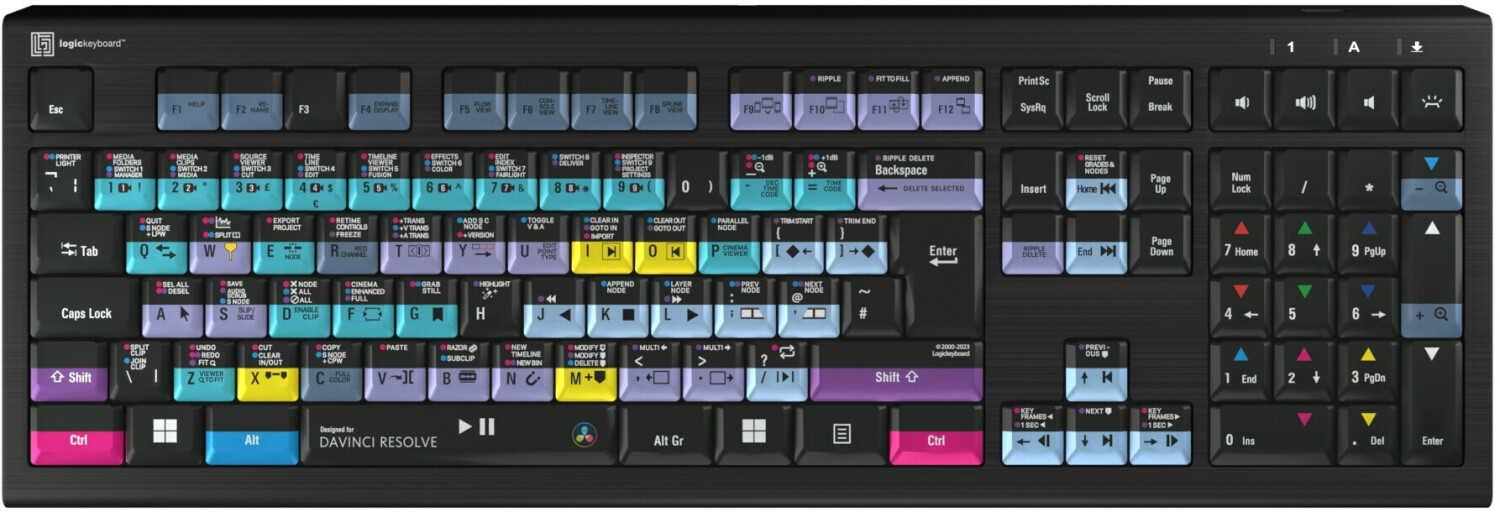 LogicKeyboard DaVinci Resolve ASTRA2 Backlit Keyboard – Windows UK English